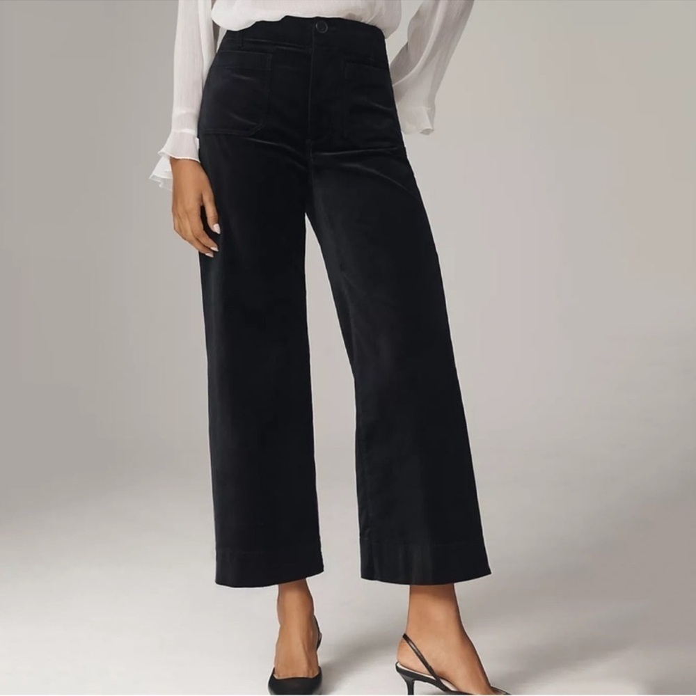 Anthropologie Maeve The Colette
Velvet black Crop Wide-Leg Pants size 16W